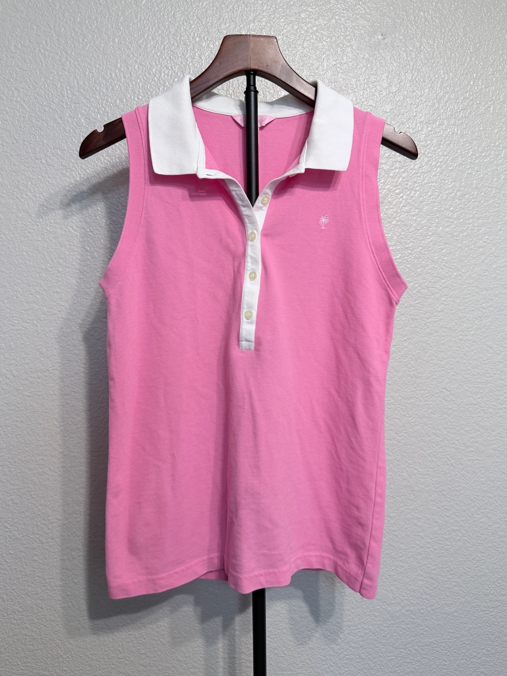 Lilly Pulitzer Pink Sleeveless Preppy Resort Golf Polo Tank Top - Women’s XL